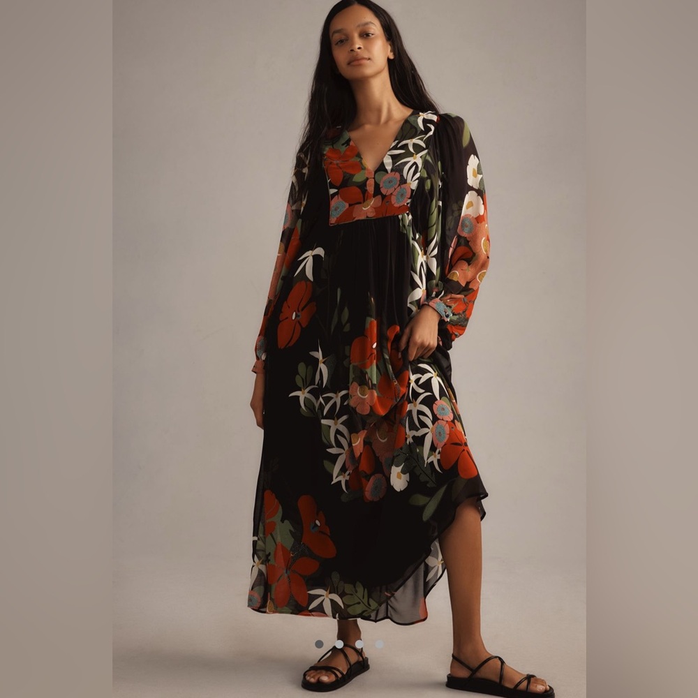 FARM Rio Black Floral Maxi Dress